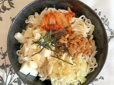 ネバネバと発酵食品の冷やしそうめん♪